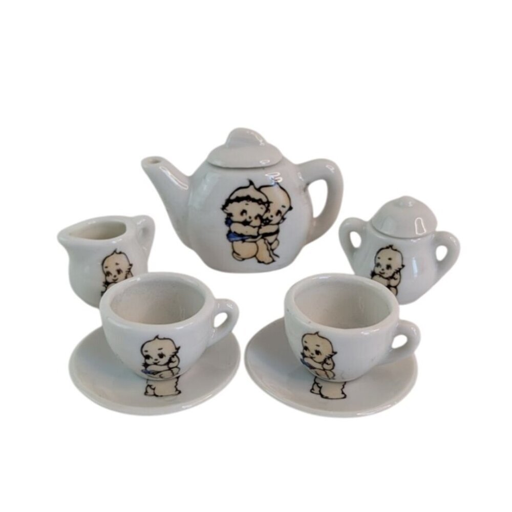 Vintage Pudgie Miniature Toy China Tea Set Japan 1981Child‎ Doll House Complete